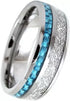 Men's 8mm Tungsten Blue Meteorite Inspired Inlay Comfort-Fit Wedding Band